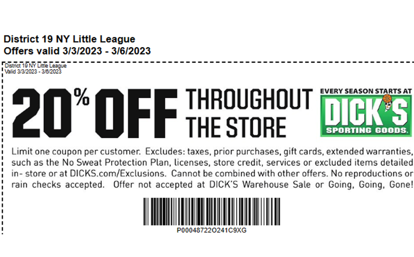 20% off at Dick's Sporting Goods